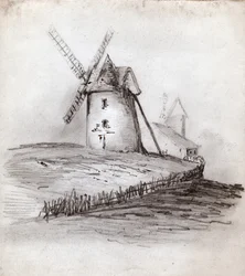 Windmühle in der Normandie, Frankreich (Illustration)