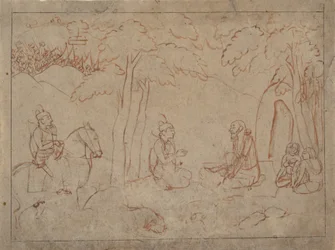 Rama und Lakshmana besuchen die Einsiedelei eines Asketen, ca. 1775-80