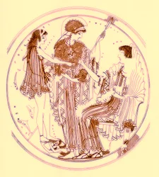 Theseus und Amphitrite, Illustration aus Griechische Vasenmalereien von J. E. Harrison und D. S. MacColl, veröffentlicht 1894