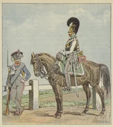 Preußische Linieninfanterie (42. Regiment) und preußischer Kürassier (1806)