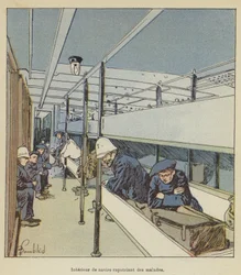 Schiffsinneres, das Kranke repatriiert