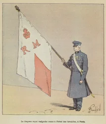 Die königliche madagassische Fahne wird im Hôtel des Invalides in Paris übergeben