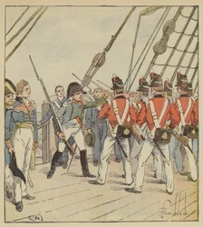 Der Kaiser befiehlt den Soldaten der Bellerophon Übungen