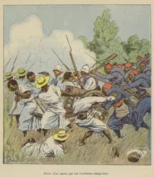 Eroberung einer Kanone durch die malagassischen Schützen