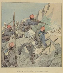 Soldaten der Combes-Kolonne überraschen Rebellen