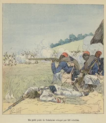 Ein kleiner Posten der Sakalaves wird von 500 Rebellen angegriffen