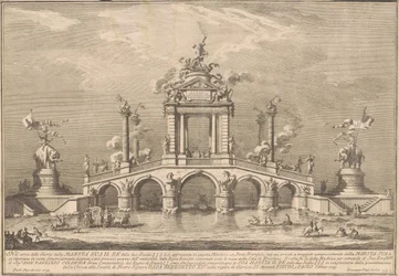 Die Prima Macchina für die Chinea von 1755: Eine Triumphbrücke mit Antiquitäten aus Herculaneum