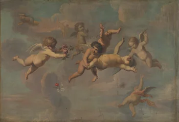 Stürzende Putti mit Blumen