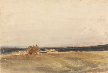 Heuwagen in einer offenen Landschaft