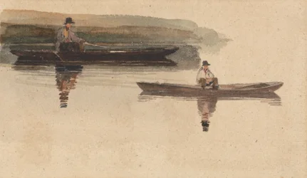 Zwei Männer in Kähnen