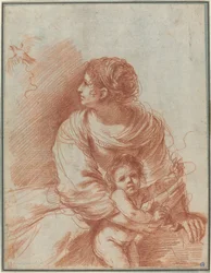 Die Madonna und das Kind mit einem entkommenen Stieglitz