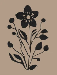 Schwarze botanische Silhouette