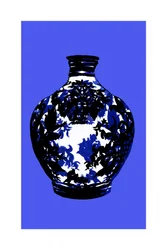 Elegante blaue Blumenvase