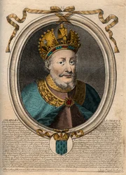 Porträt von Karl II der Kahle (823-877), König von Frankreich - Gravur aus 