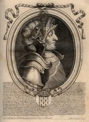 Porträt von Childerich II., König der Franken von 670 bis 673 - Gravur aus 