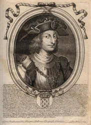 Porträt von Chlodwig II., König der Franken (ca. 633-657) - Gravur aus 