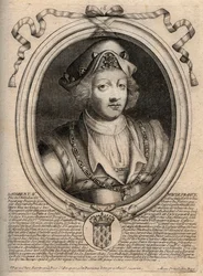 Porträt von Dagobert II., König der Franken von 711 bis 716 - Gravur aus 