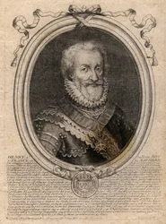 Porträt von Heinrich IV. (1553-1610) König von Frankreich - Porträt von Heinrich IV. (1553-1610) König von Frankreich - Gravur aus 