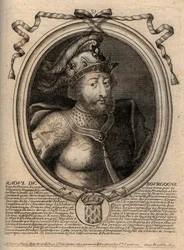 Porträt von Rudolf von Frankreich (oder Rodolphe, ca. 890-936), König der Franken - Gravur aus 