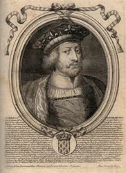 Porträt von Theuderich III. (ca. 657-691), König der Franken von Neustrien (673-675) und König aller Franken (679-691) - Gravur aus 