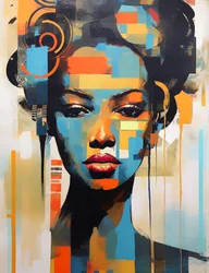Abstrakte moderne schwarze Frau, abstraktes Porträt, Wandkunst | Leinwanddrucke