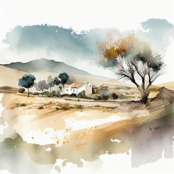 Abstrakte Aquarelllandschaft Südspanien