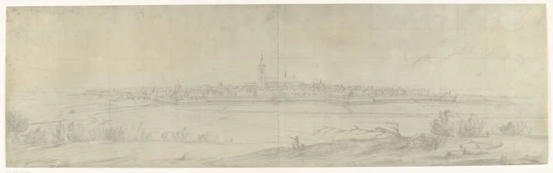 Ansicht von Naarden, 1672 (Serie: Zeichnungen des französischen Einfalls in die Niederlande 1672 von Adam Frans van der Meulen, aufbewahrt in der Manufacture des Gobelins)
