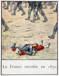 Frankreich 1870 besetzt (ein toter Soldat auf dem Schlachtfeld) - in „Petite histoire de France“ von Jacques Bainville, ed. Mane