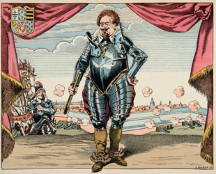 Illustration aus dem Buch „Le bon roy Henri“, illustriert von Jacques Marie Gaston Onfray de Bréville, genannt JOB (1858-1931): Porträt von Charles de Lorraine (1554-1611), Herzog von Mayenne, militärischer Führer der Liga, Feind Heinrichs IV.