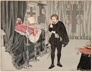 Illustration aus dem Buch „Le bon roy Henri“, illustriert von Jacques Marie Gaston Onfray de Breville dit JOB (1858-1931): Am 9. Juni