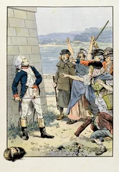 In Gefangenschaft auf dem Weg nach Plymouth wird Théophile Malo Corret de La Tour (oder Latour) d