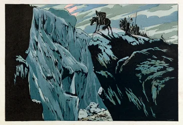 Illustration aus dem Buch „Les épées de France“: Tod von Roland in Roncevaux im Jahr 778
