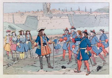 Illustration aus dem Buch „Les épées de France“: Der Marschall von Villars eroberte die Stadt Douai am 27. August
