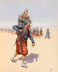 Jacques Marie Gaston Onfroy de Breville dit JOB (1858-1931) - Le Zouzou (Zouave auf Expedition in der Wüste), Privatsammlung