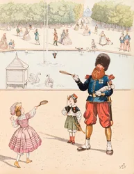 Der Sappeur (französischer Armeesappeur in einem öffentlichen Garten, der mit seinen Kindern spielt), Privatsammlung
