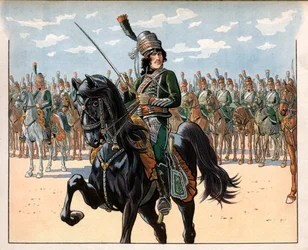 Joachim Murat (1767-1815) dann Oberst während des Italienfeldzugs. Gravur von Jacques Marie Gaston Onfray de Breville dit Job (1858-1931)