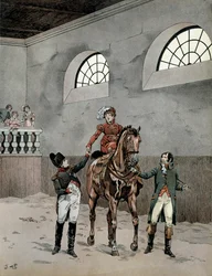 Napoleon I. Bonaparte (1729-1821) besuchte die Reitstunden der Kaiserin Marie Louise von Österreich (1791-1847)