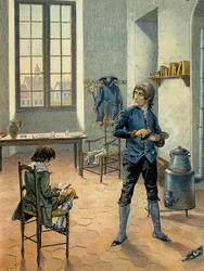 Napoleon I. Bonaparte (1769-1821) in Garnison in Auxonne mit seinem Bruder Louis Bonaparte (1778-1846) zwischen 1788 und 1789 (Illustration)