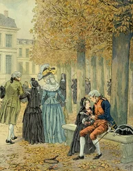 Napoleon I. Bonaparte (1769-1821) besuchte seine Schwester Elisa Bonaparte (1777-1820) im königlichen Haus von Saint-Cyr (Illustration)
